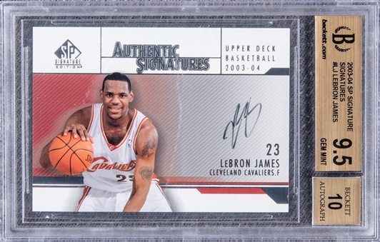 2003-04 SP Signature Edition Authentic Signatures #LJ LeBron James Signed Rookie Card - BGS GEM MINT 9.5/BGS 10